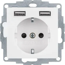 Berker 48031909 Steckdose SCHUKO/USB A-A, S.1/B.x, polarweiß matt