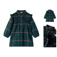 VidaXL Kinderkleid mit Langen Ärmeln und Rüschen Dunkelgrün 92