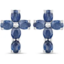 vira jewels Ohrstecker Vira Jewels Silber 925 rhodiniert Saphir-Steine weiß one-size