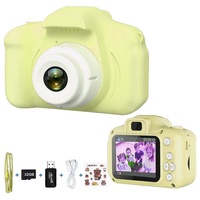 Tadow Kinder Kamera,mit 2.0-Zoll,Cartoon-Aufkleber,1080P HD 32GB,USB Kinderkamera gelb