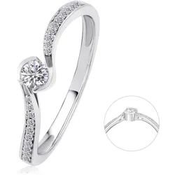 Diamantring ONE ELEMENT Gr. 50, silber, Fingerringe, Damen, 50, Weißgold 585-Diamanten, Weißgold 585, Diamanten, Damen Gold Schmuck Memoire mit Center