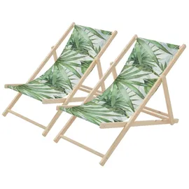 ECD Germany Sonnenliege 57,5 x 83 x 100 cm Grün/Weiß klappbar
