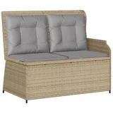 vidaXL Gartenbank Verstellbar mit Kissen Beige Poly Rattan