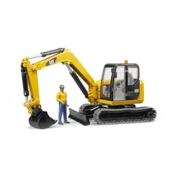 Bruder Cat Minibagger mit Bauarbeiter, Bagger-Modell, Kunststoff
