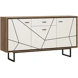 Quartier Sideboard Brolo 167 x 90,3 x 40 cm Eiche / Schwarz / Weiß