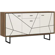 Quartier Sideboard Brolo 167 x 90,3 x 40 cm Eiche / Schwarz / Weiß