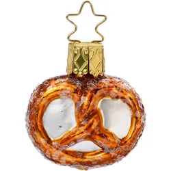 Inges Glas Christbaumschmuck Mini Laugenbrezel Glas 4 cm braun