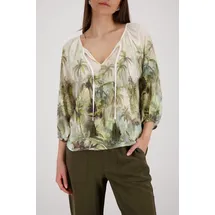Monari Bluse Tropical Allover Grün 44
