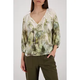 Monari Bluse Tropical Allover Grün 44