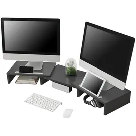 [en.casa] Monitorständer, Vilppula Monitorerhöhung 79x27x10,5cm Bildschirmerhöhung mit Smartphone-Halter und Verstellbarer Länge Dunkelgrau, Holzwerkstoff, 79x10.5x27 cm, Arbeitszimmer, Schreibtische