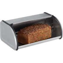 Relaxdays Brotkasten Edelstahl, Kleine Brotbox, Brot frisch halten, flach und Platzsparend, Leicht zu reinigen, Silber