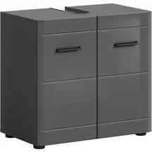 Möbel Boss Waschbeckenunterschrank Soft 60x56x34 cm in Front grau Hochglanz MDF Tiefzieh Korpus grau Nb - Badezimmer Badunterschrank Waschtischunterschrank - modern und funktional