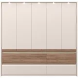 PLACES OF STYLE »Invictus, UV lackiert, kratzfest, FSC-zertifiziert, grifflose Optik«, (abgerundete Schubladen aus MDF im Holzdekor, soft-close), mit Beleuchtung und Passpartourahmen, hoher Schrank (226cm), 6 Breiten