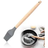 AUEFUDQ Backpinsel Silikon - [100% Plastikfrei] Silikonpinsel mit Holz - Zum Backen und Grillen - Premium Küchen-Pinsel in Lebensmittelqualität - 100% BPA-Frei & Hitzebeständig bis 200°