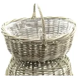 VAN DER LEEDEN Rattan Henkelpflanzkorb Grau mit Folienauskleidung 46 x 40 cm