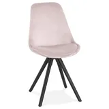 KADIMA DESIGN Esszimmer Stuhl aus Holz mit Rosa Samtbezug | Retro Design in Rosa-Schwarz | Gr.: onesize
