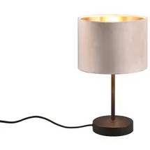 meineWunschleuchte Tischleuchte mit Samt Lampenschirm Beige innen Gold, Höhe 33cm