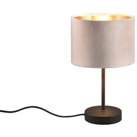 meineWunschleuchte Tischleuchte mit Samt Lampenschirm Beige innen Gold, Höhe 33cm