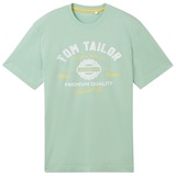 TOM TAILOR Herren T-Shirt mit Logo-Print aus Baumwolle, paradise mint, XL