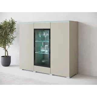 INOSIGN Highboard »Vera«, Highboard mit 4 Türen, 9 Fächern, verglasten Türen, beige