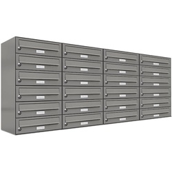 AL Briefkastensysteme Wandbriefkasten 24er Premium Briefkasten Aluminiumgrau RAL 9007 für Außen Wand 4×6 grau