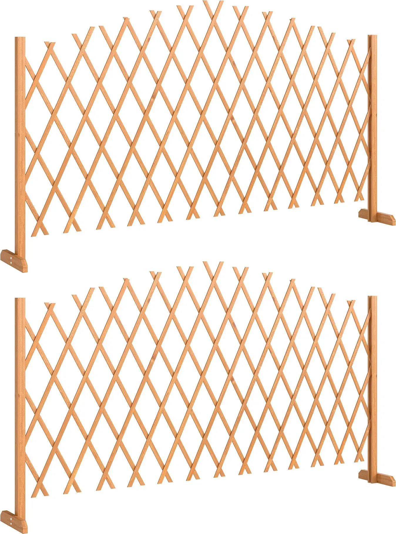 Outsunny Absperrgitter 2er-Set Scherengitter freistehender Scherensperre mit Standfüßen 30-180cm ausziehbar Schutzgitter für Garten, Balkon, Terrasse Holz 180 x 30 x 103 cm Braun   Aosom