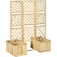 Outsunny Garten-Paravent 133 x 62 x 165 cm beige Holz