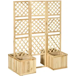 Outsunny Garten-Paravent 133 x 62 x 165 cm beige Holz