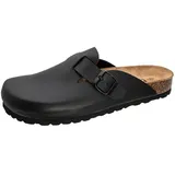 Fischer-Markenschuh Luis Clog aus Vegano, mit Fleecefutter, ergonomisch geformtes Lederfußbett schwarz 47 EU