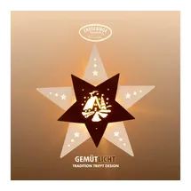 Weigla Dekostern LED Waldhütte, beleuchtetes Fensterbild, WEIẞ-BRAUN, Made in Germany, 1 St., Erzgebirge garantiert, Weihnachtsdeko Innen, Weihnachtsbeleuchtung beige|braun