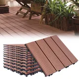 HENGMEI WPC Fliesen Terrassenfliesen 30x30cm Balkonfliesen Klickfliesen Bodenbelag mit klicksystem, 55m2/55 Stück, für Terrasse und Balkon, Braunlich rot