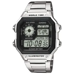 Chronograph, silber (silberfarben, schwarz), CASIO TIMELESS COLLECTION, Armbanduhren, Herren, Quarzuhr, Armbanduhr, Herrenuhr, Digitaluhr, bis 10 bar wasserdicht