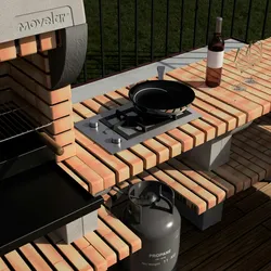 MOVELAR Modul Bailen XL, Arbeitsplatte aus farbigem Ziegelstein mit 2 hocheffizienten Flammen von Teka