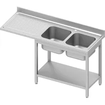 Stalgast Spültisch ECO m. GB und Überstand 1800x700x900mm - 2xBecken rechts, - AK - Silber