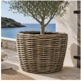 Van der Leeden Blumentopf Blumenkorb Pflanzkorb Topf 83x59cm Rattan Sylter Korb Drypot 130L (1 St), Indoor & Outdoor, Rattan, 130 L, Naturprodukt, incl. Kunststoffeimer braun