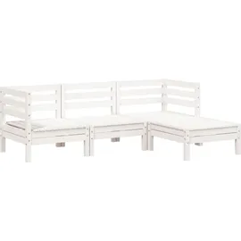 vidaXL Gartensofa 3-Sitzer mit Hocker Weiß Massivholz Kiefer