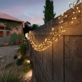 MARELIDA LED Lichterkette Solar Büschel 1512 14 m Bernstein Schwarz