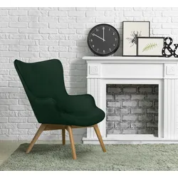 Sessel ANDAS "Nicko", grün (dunkelgrün), B:71cm H:96cm T:86cm, 100% Polyester, Sessel, Design-Sessel Einzelsessel Sessel mit Hocker Lounge-Sessel, wahlweise mit und ohne Hocker