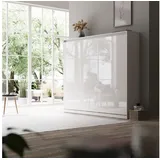 SMARTBett Schrankbett Classic 160x200 Bettschrank Wandbett Weiss/Weiss Hochglanz 160 Horizontal