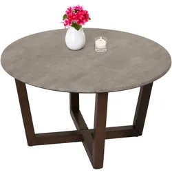 Couchtisch MCW-M61, Beistelltisch Sofatisch, Massiv-Holz HPL Laminat Melamin Ø80cm, Beton-Optik, dunkles Gestell