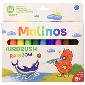 MALINOS 300914 Airbrush Rainbow, Pustestifte, Regenbogen bunt, 10 Stück, 10 Farben (1er Pack)