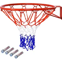 Goplus Basketballkorb mit Ring und Nylonnetz, Basketballnetz, Standard φ46