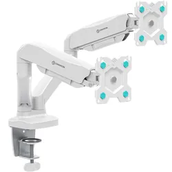 Tischhalterung für zwei Monitore 13"-32" max 8 kg, Neigbar-schwenkbar, mit Drehfunktion, weiß G160