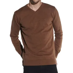 steffen klein Herren Strick-Pullover Baumwoll-Pulli Alltags-Sweater Rundhals-Pullover Braun - S