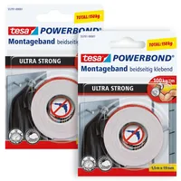 Tesa Powerbond ULTRA STRONG im 2er Pack - Doppelseitiges,