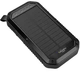 Solar Powerbank 20000mAh, 3 USB-Ports & Qi Wireless Charging, LED Beleuchtung, IPX7 Wasserfest, Ideal für Reisen, Outdoor, Camping - Hochleistungs-Solar-Ladegerät