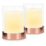 Navaris 2x LED Solar Gartenkerze - Kerzenschein Flackereffekt - Outdoor LED Kerzen Laterne - Garten LED Kerze Set wiederaufladbar - Solarlaterne