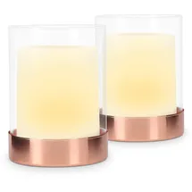 Navaris 2x LED Solar Gartenkerze - Kerzenschein Flackereffekt - Outdoor LED Kerzen Laterne - Garten LED Kerze Set wiederaufladbar - Solarlaterne