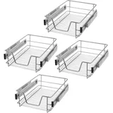 SUBTLETY 4 Stück Teleskopschublade Küchenschrank Organizer zum Herausziehen Küchenschublade Korbauszug mit Führungsschienen Ausziehbare Schrankauszug für 37cm Innenbreite/40cm Außenbreite Schrank