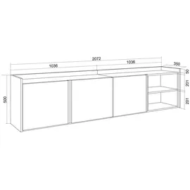 SKRAUT HOME Lowboard 207x50x35 cm Beige Holzwerkstoff